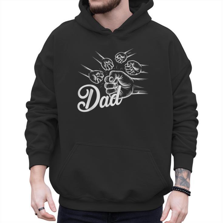 Dad Of Four Toddler Kids Fathers Day Fist Bump Family Men Hoodie