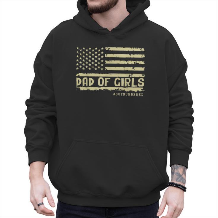 Dad Of Girls Outnumbered US Flag Father's Day Daughter Dad Men Hoodie