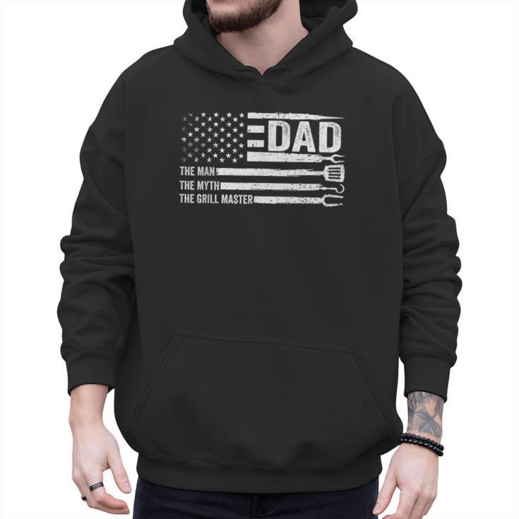 Dad The Man The Myth The Grill Master USA Flag Father's Day Men Hoodie