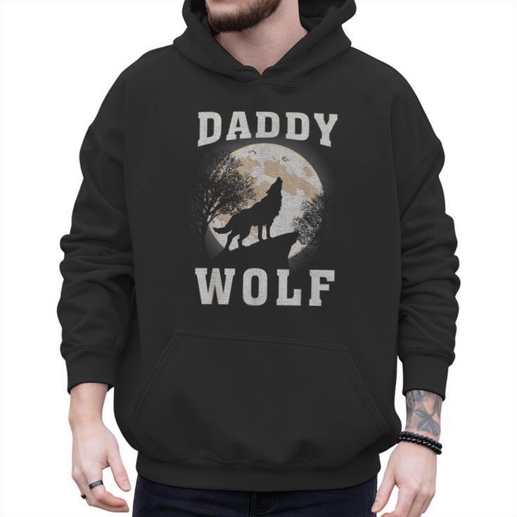 Daddy Wolf Wolves Dad Moon Fathers Day Men Hoodie