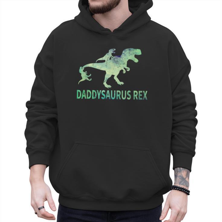 Daddysaurus T Rex Dinosaur Daddy Saurus Dad 2 Two Kids Dino Men Hoodie