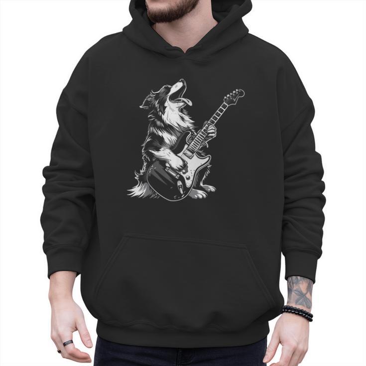 Dog Guitarist Guitar Australian Shepherd Dad Mom Men Hoodie