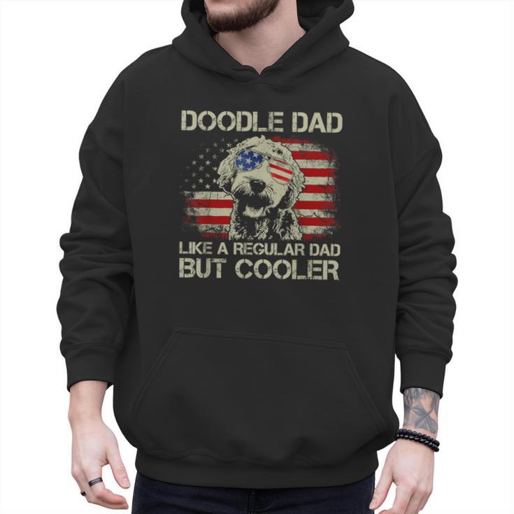 Doodle Dad Goldendoodle Regular Dad But Cooler American Flag Men Hoodie