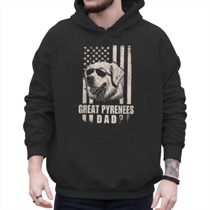 Great Pyrenees Dog Dad American Flag For Father Men Men Hoodie