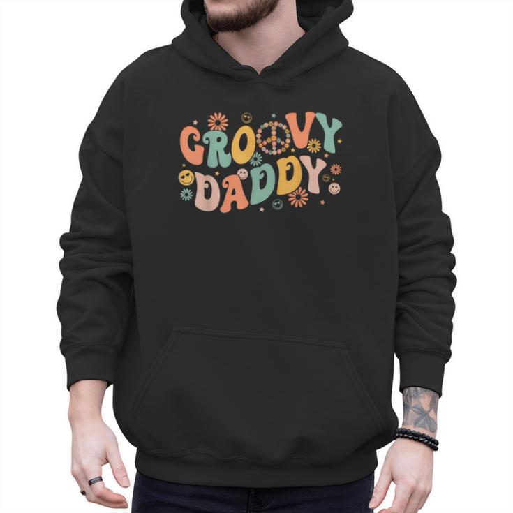 Groovy Daddy Birthday Party Peace Sign Dad 60s 70s Hippie Men Hoodie