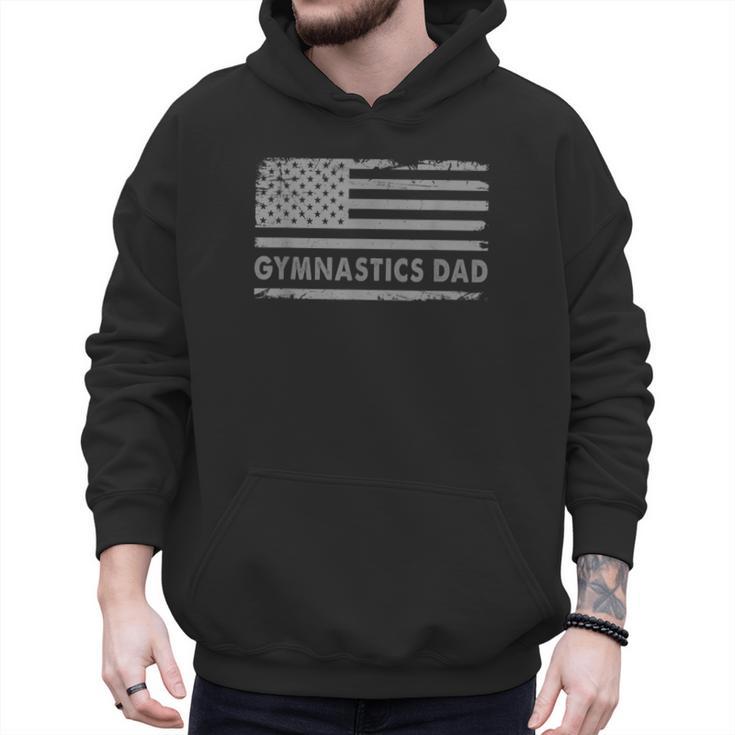Gymnast Cheer Dad Gymnastics Dad US Flag Gymnastics Dad For Fathers Short Sleeve Small Men Hoodie
