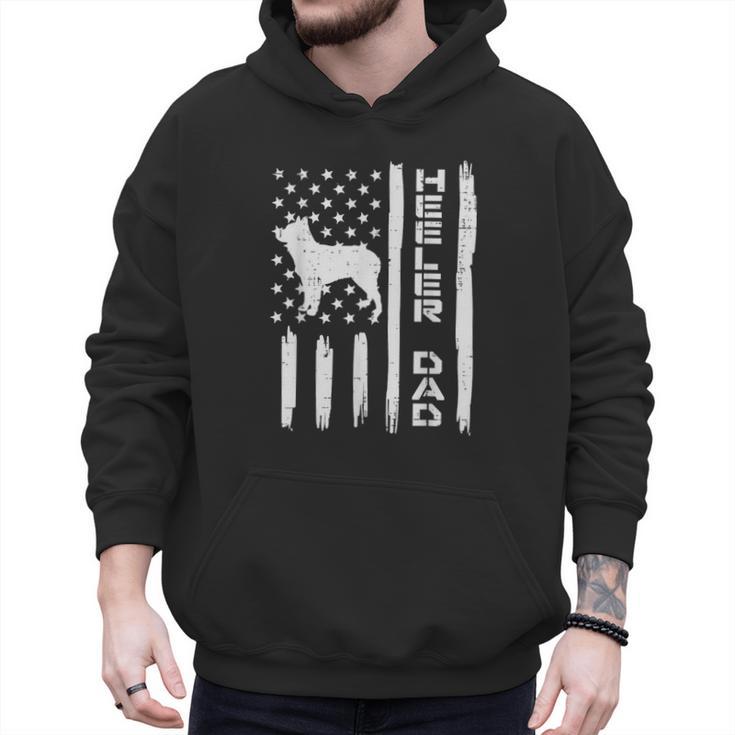 Heeler Dad Flag Vintage Blue Red Cattle Dog Patriot Men Men Hoodie