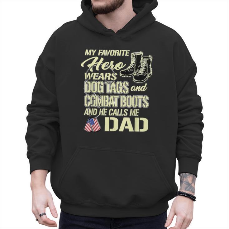 Hero Wears Dog Tags Combat Boots Proud Army Dad Father Men Hoodie