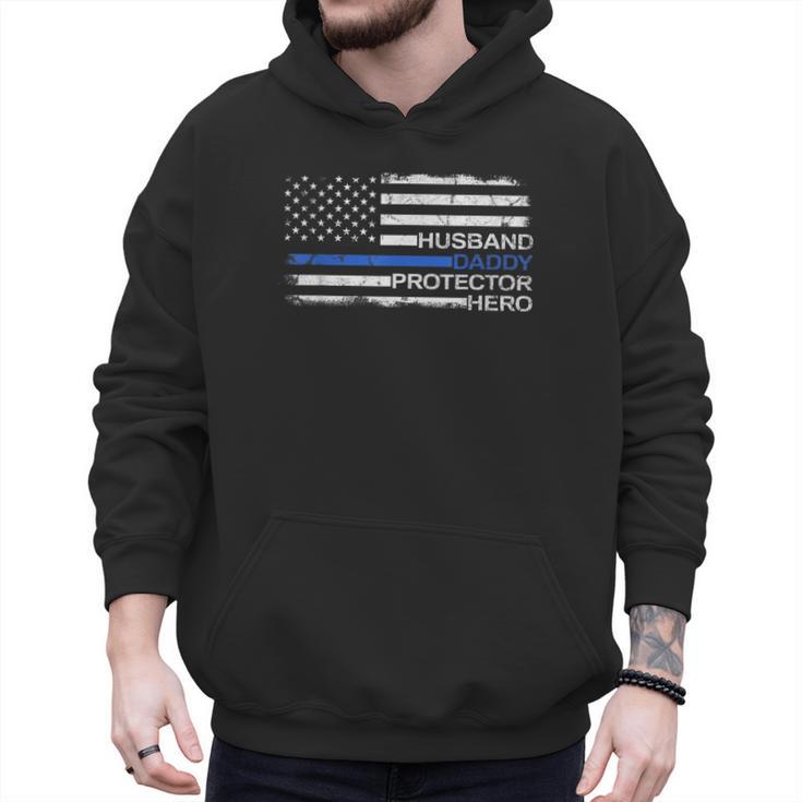 Husband Daddy Protector Hero Police Officer Father Dad Men Hoodie