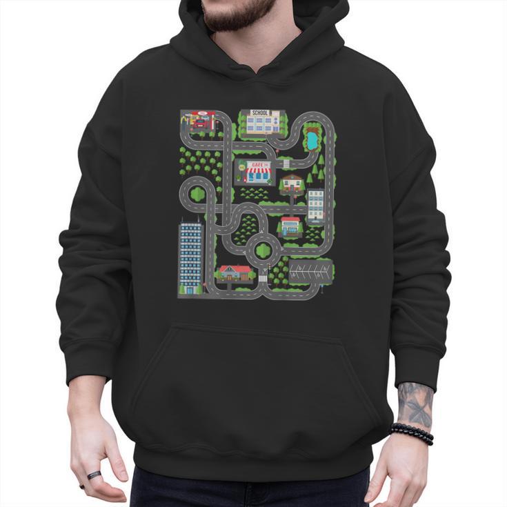 Kid Play Cars On Dad Back Race Track Mat Fathers Day Men Hoodie