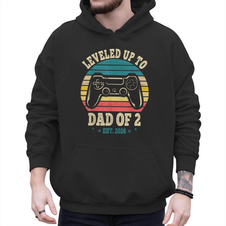 I Leveled Up To Dad Of 2 2026 Promoted To Dad Of Two Kids Men Hoodie