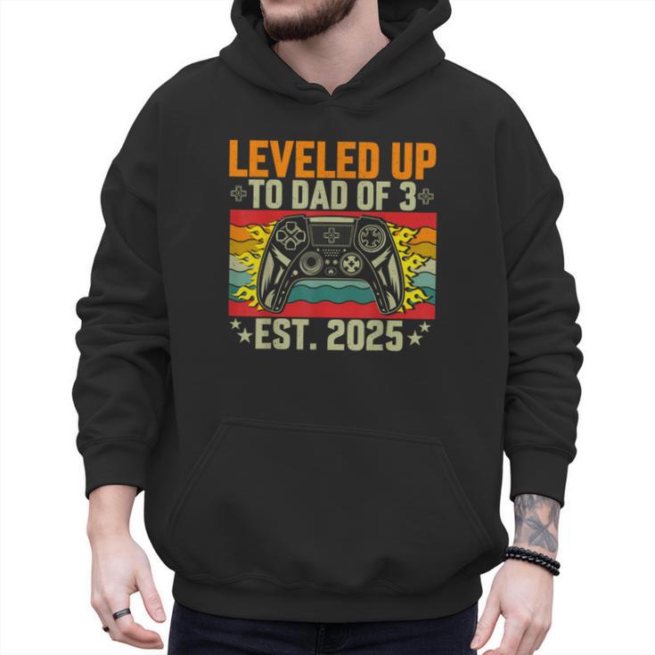 Leveled Up To Dad Of 3 Three Daddy Again 2025 Father's Day Men Hoodie
