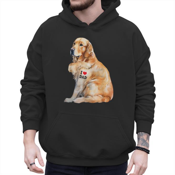I Love Dad Patriotic Golden Retriever Canine Dog Lover Men Hoodie