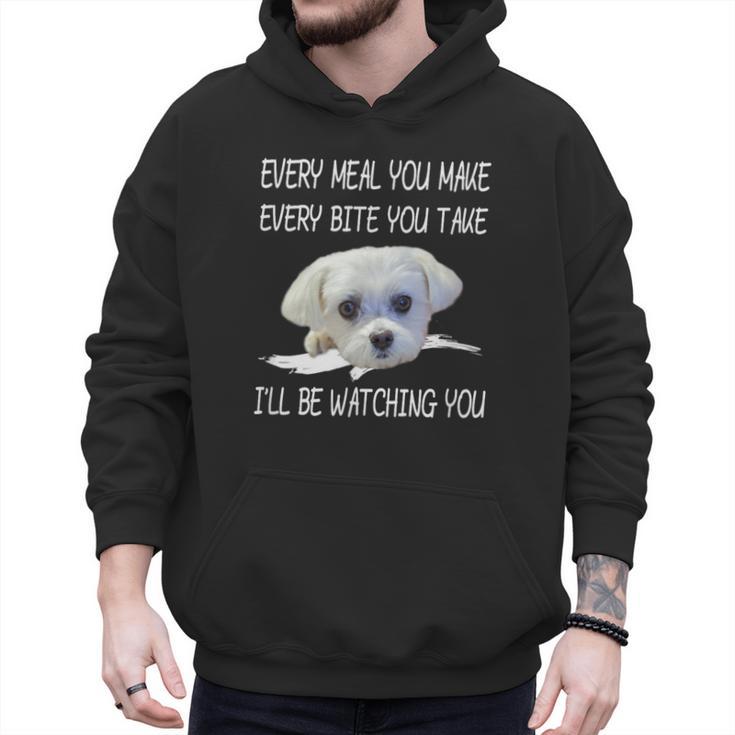 Maltese Dog Watching Owner Quote Puppy Mom Dad Men Women Girls Kids Men Hoodie