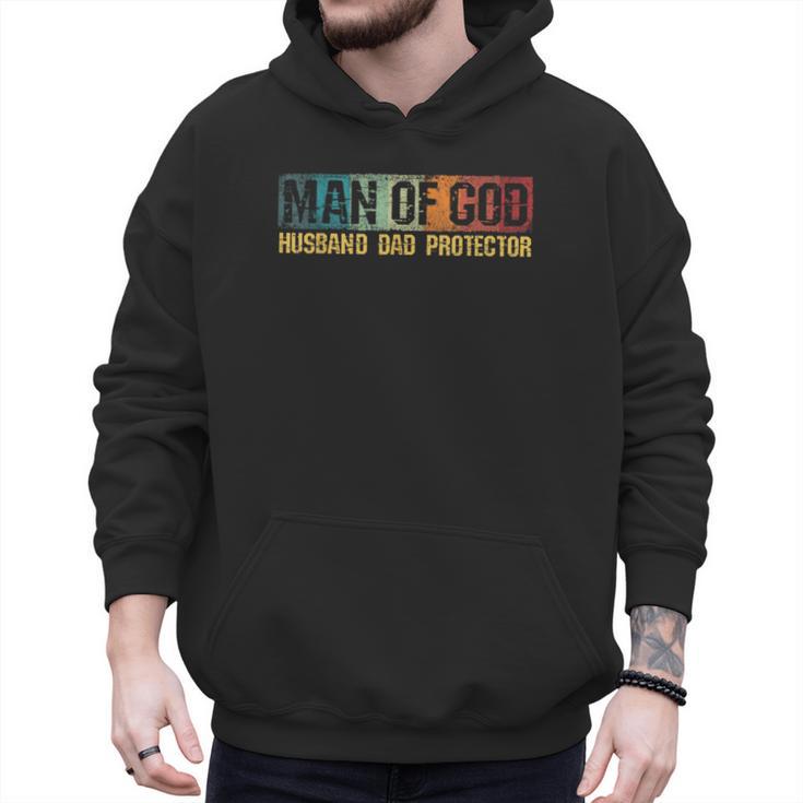 Man Of God Husband Dad Protector Christian Faith Fathers Day Men Hoodie