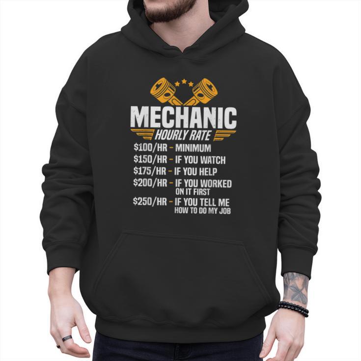 Mechanic Men Dad Hourly Rate Car Auto Garage Mechanic Men Hoodie