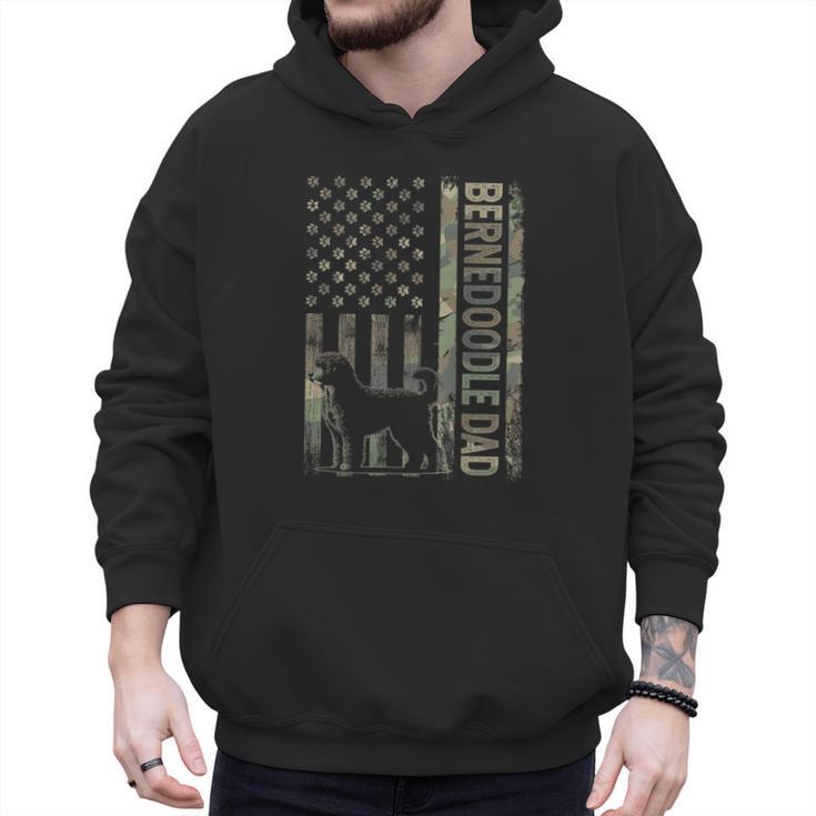 Mini Bernedoodle Dad Camo USA Flag DESIGN ON BACK Men Hoodie