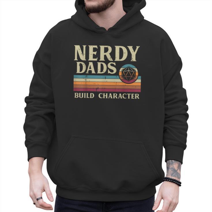 Nerdy Dads Build Character Retro Fathers Day Daddy Papa Men Men Hoodie