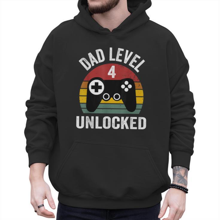 New Dad Shirt Dad Level 4 Unlocked For 4 Kids Gaming Men Hoodie