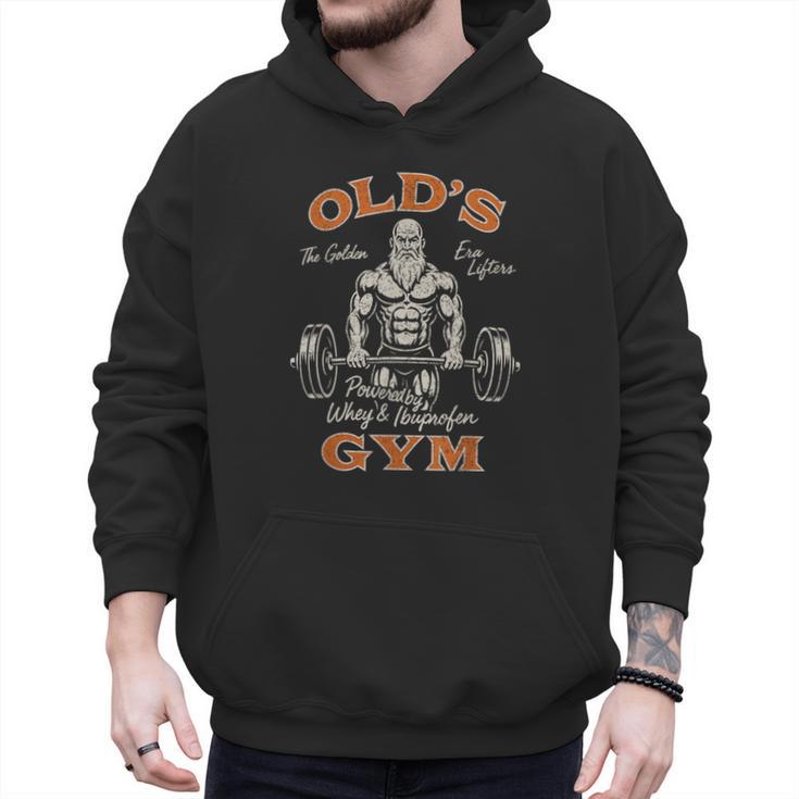 Old's Gym Logo Workout Dad Grandpa Weightlifting Old Men Gym Men Hoodie
