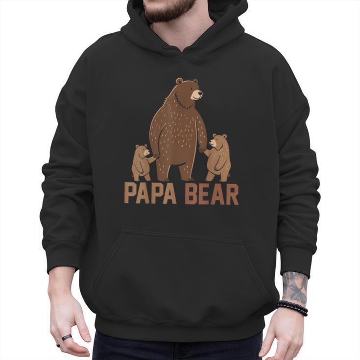 Papa Bear Dad Two Cubs Daddy Bear 2 Kids Father's Day Men Hoodie