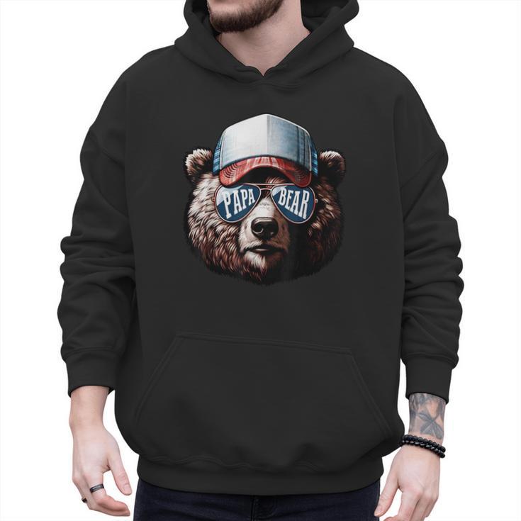 Papa Bear Face Cool Dad Style Retro Fathers Day Daddy Bear Men Hoodie