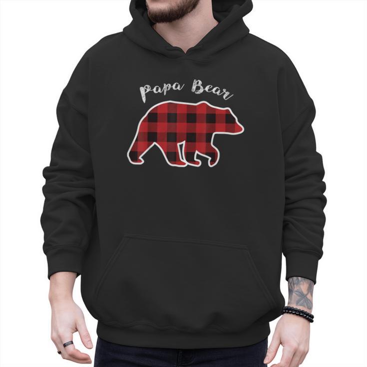 PAPA Bear Men Red Plaid Christmas Pajama Family Dad Small Men Hoodie