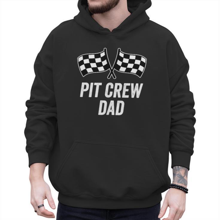 Pit Crew Dad Checkered Flag Hosting Race Car Birthday Partie Men Hoodie