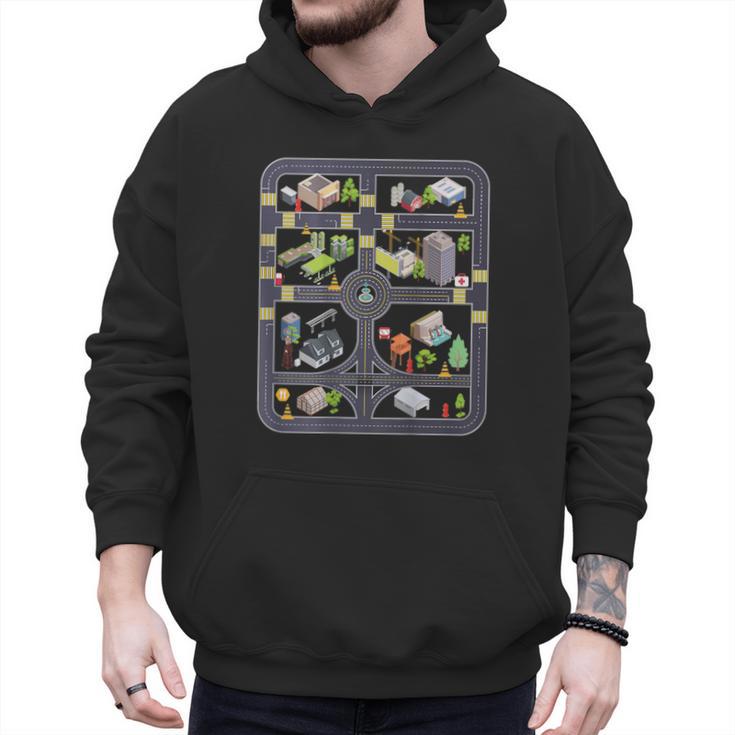 Play Cars On Dad's Back Mom's Back City Map BACK PRINT ONLY Men Hoodie