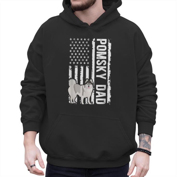 Pomsky Dad American Flag Pomsky Owner Pomsky Lover Men Hoodie
