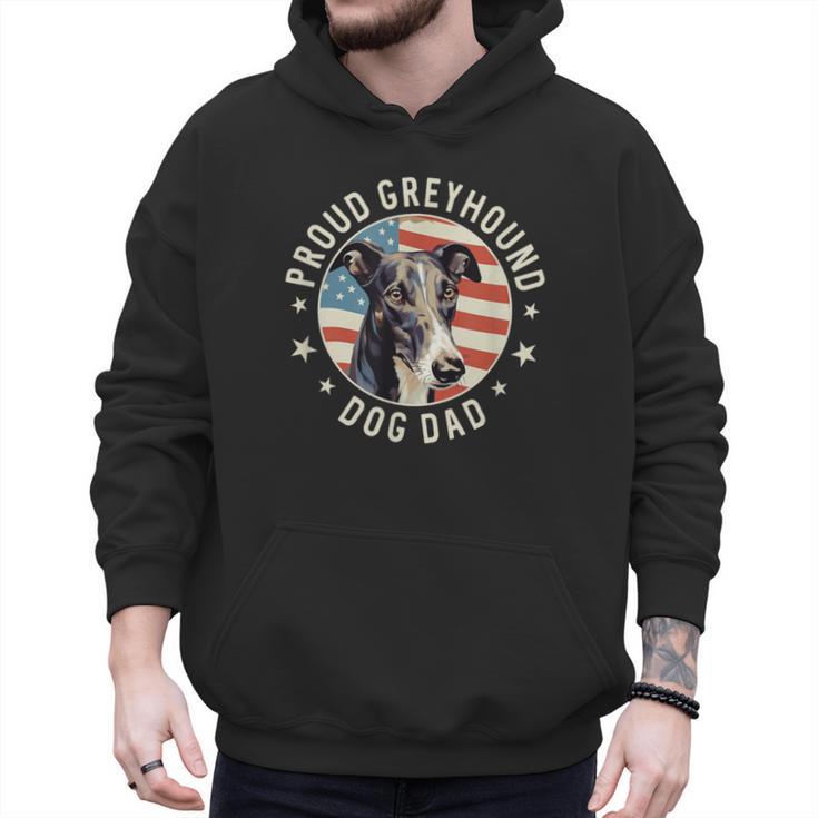 Proud Greyhound Dad American Flag Patriotic Greyhound Dad Men Hoodie