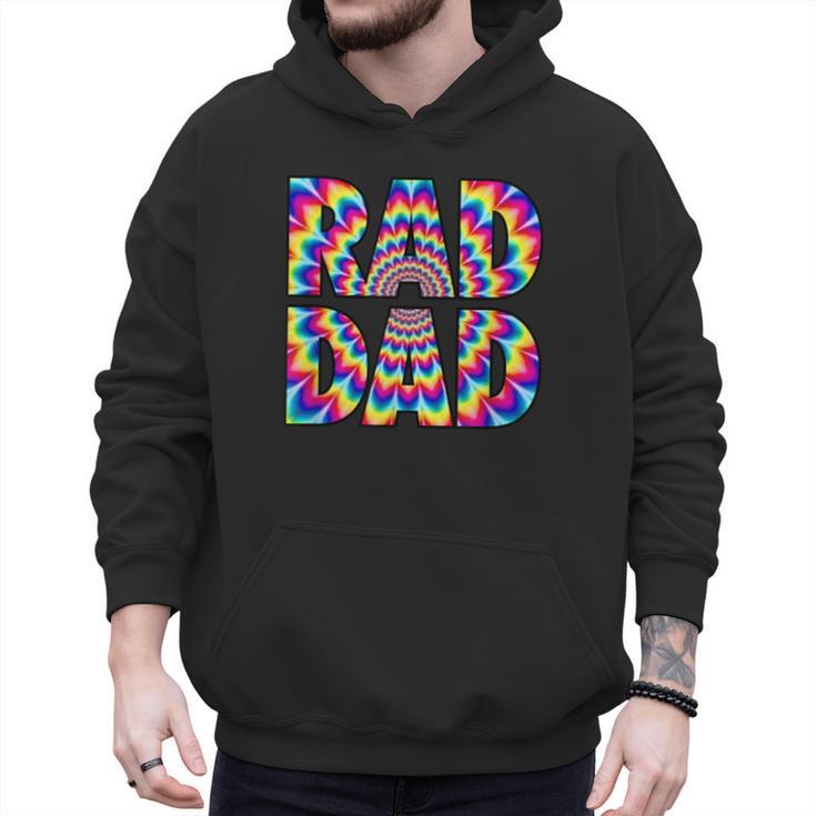 Rad Dad Trippy Hippie Tie-Dye Rainbow 70s Vibes Novelty Men Hoodie