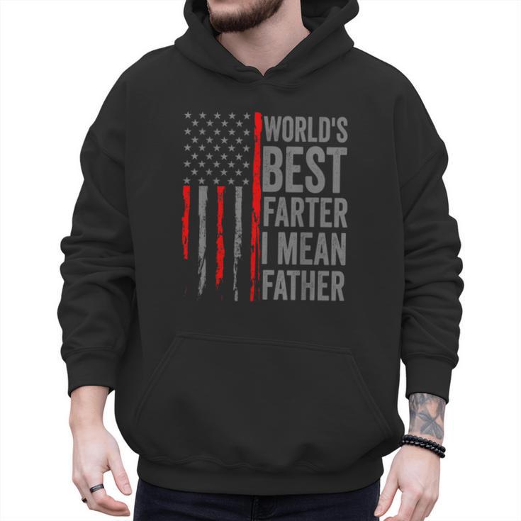 Retro Dad World's Best Farter I Mean Father Vintage Flag Usa Men Hoodie