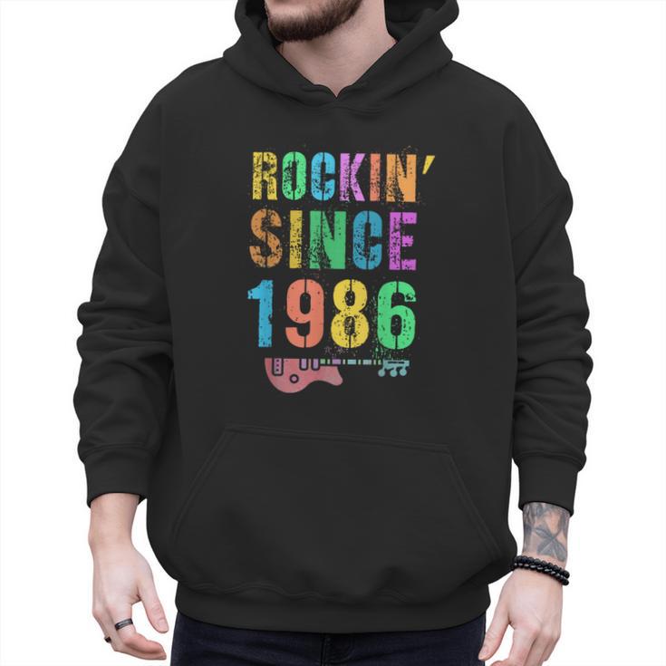 Rockin' Since 1986 Vintage Rockstar 40th Birthday Mom Dad 40 Men Hoodie