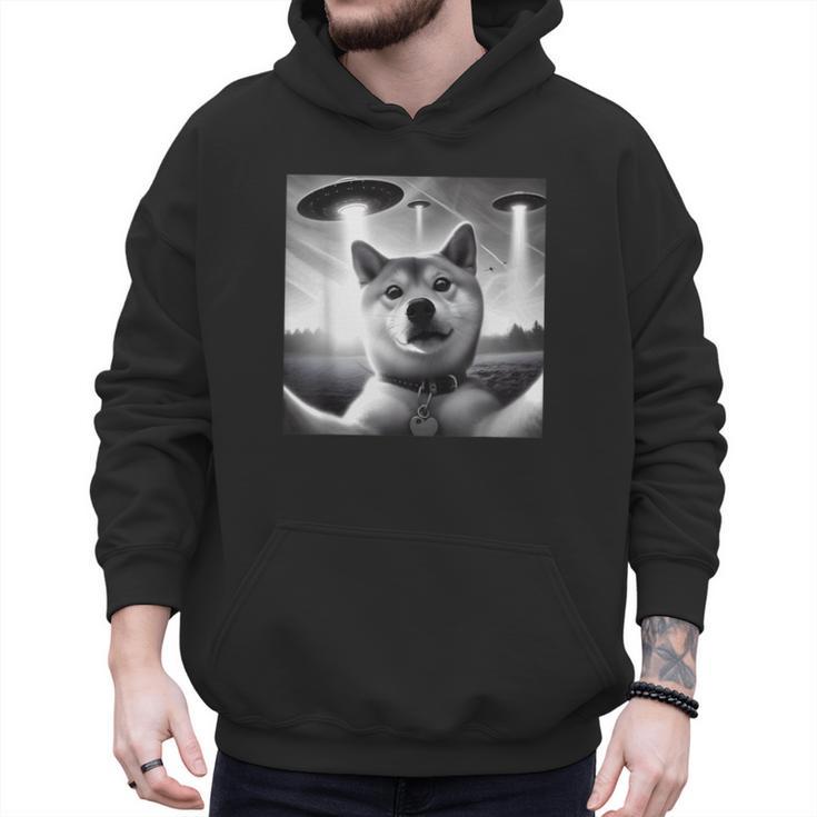 Shiba Inu Dog Dad Mom Graphic Selfie UFOs Weird Aliens Men Hoodie
