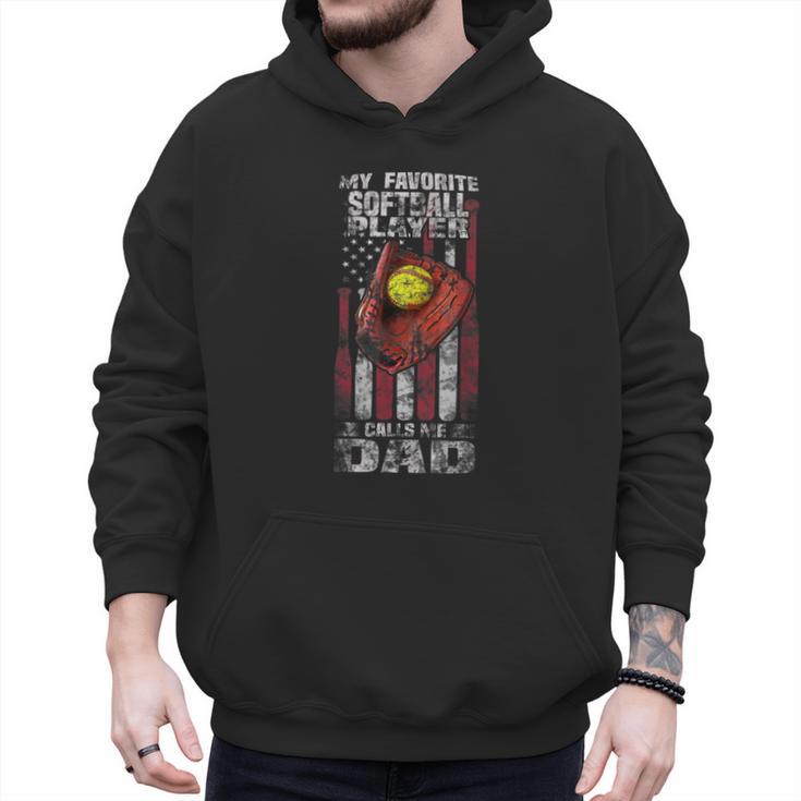 Softball Dad My Favorite Softball Player Calls Me Dad Men Hoodie