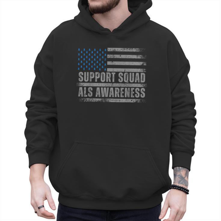 Support ALS Awareness Month USA American Flag Men Dad Men Hoodie