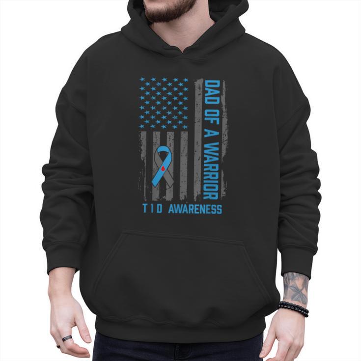 Type 1 Diabetes Awareness T1D Dad Of Warrior Type 1 Diabetic Men Hoodie