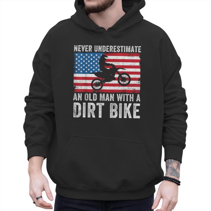 Never Underestimate An Old Man With A Dirt Bike Grandpa Dad Men Hoodie