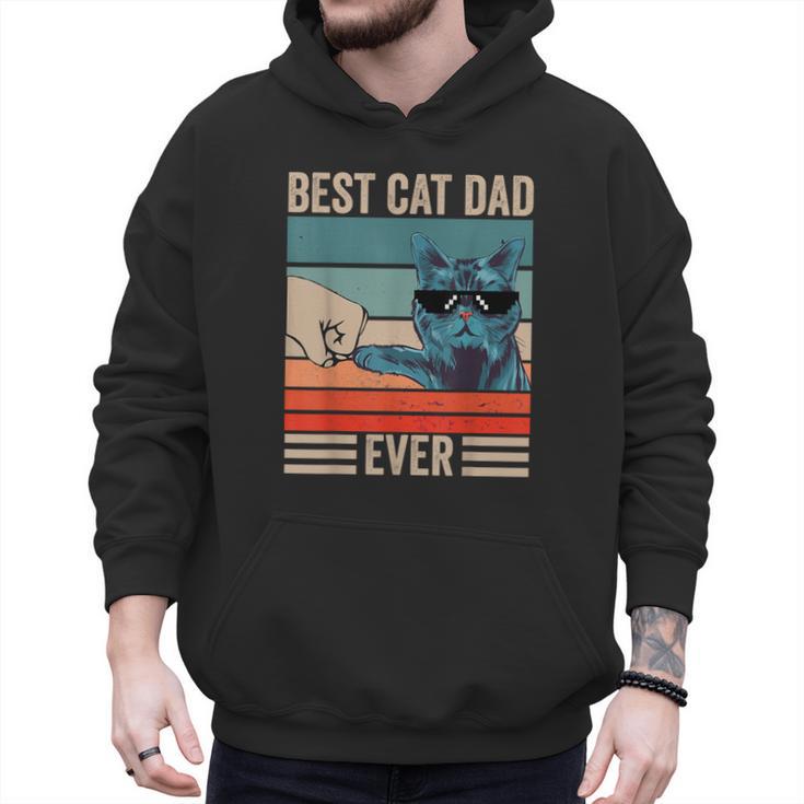 Vintage Best Cat Dad Ever Bump Fist Father's Day Cat Daddy Men Hoodie