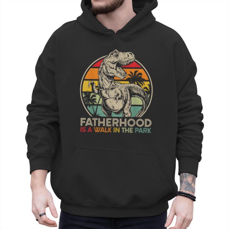 Vintage Fatherhood Is A Walk In The Park Dad T Rex Dinosaur Men Hoodie