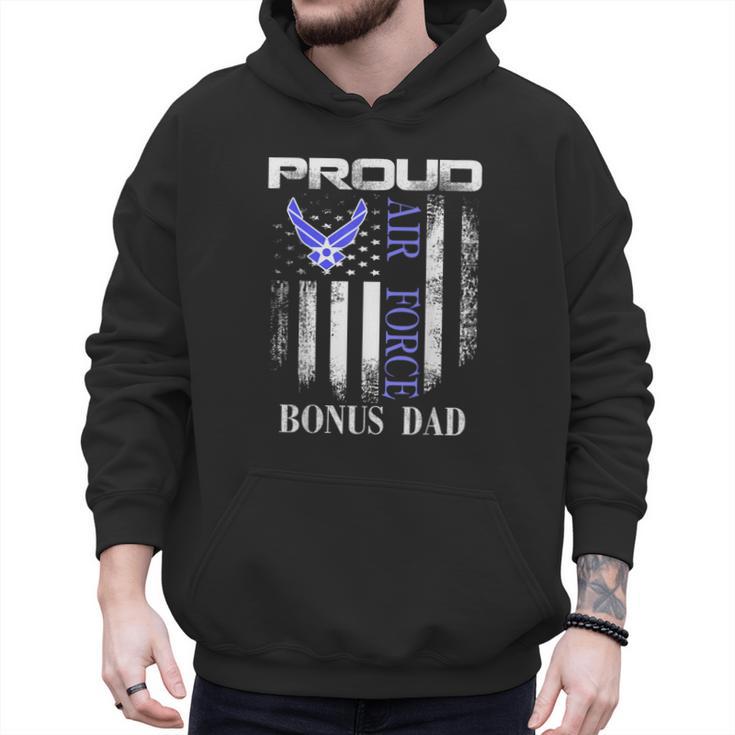 Vintage Proud Air Force Bonus Dad With American Flag Men Hoodie