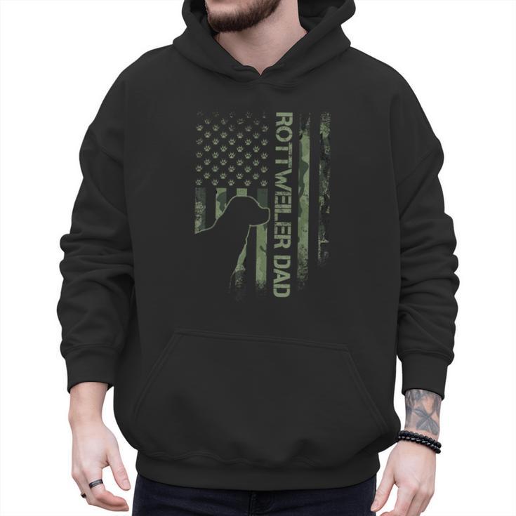 Vintage USA Camo Flag Proud Rottweiler Dad Rottie Silhouette Men Hoodie