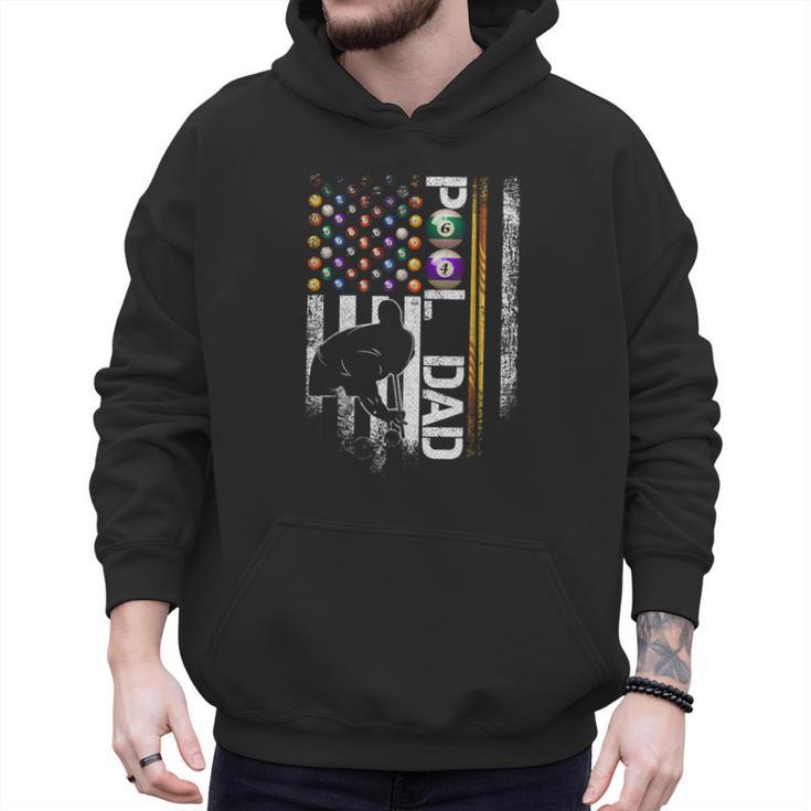 Vintage USA Flag Billiards Player Proud Pool Dad Men Hoodie