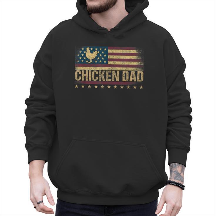 Vintage USA Flag Chicken Dad Stars Men Hoodie