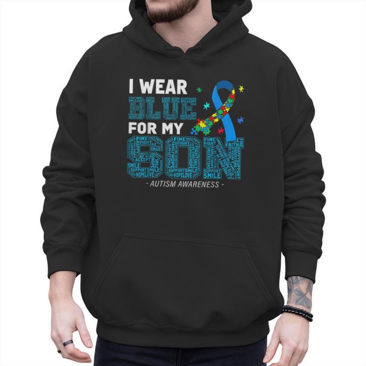 I Wear Blue For My Son Autism Awareness Mom Dad Parents Men Hoodie