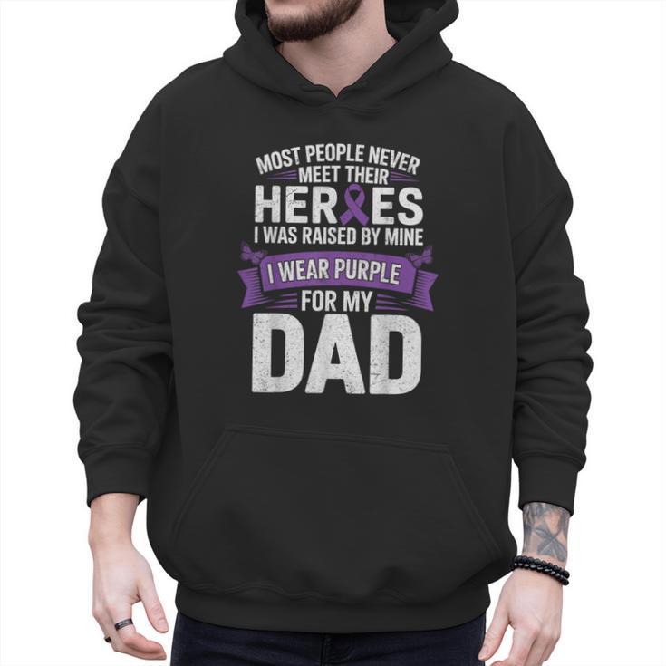 I Wear Purple For My Dad Pancreatic Cancer Support Men Hoodie