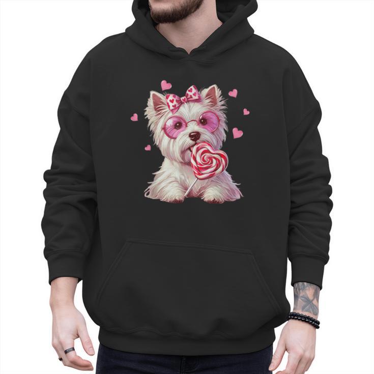 Westie Dog Valentines Day Dog Mom Westie Dad Candy Sucker For Men Women Girls Kids Men Hoodie