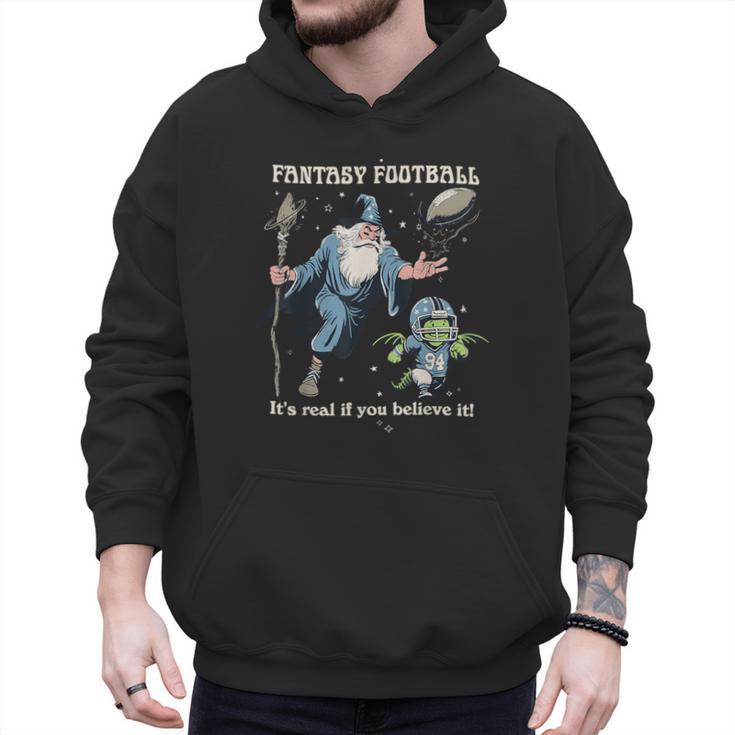 Wizard Dragon Fantasy Football Player Literal Dad Joke Men Hoodie