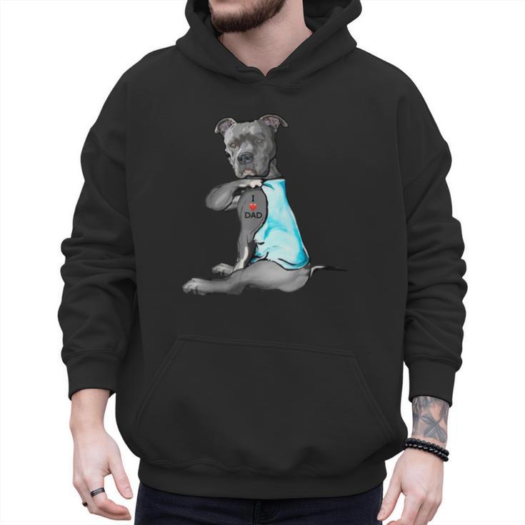 Women Dog Pitbull I Love Dad Tattoo Men Hoodie
